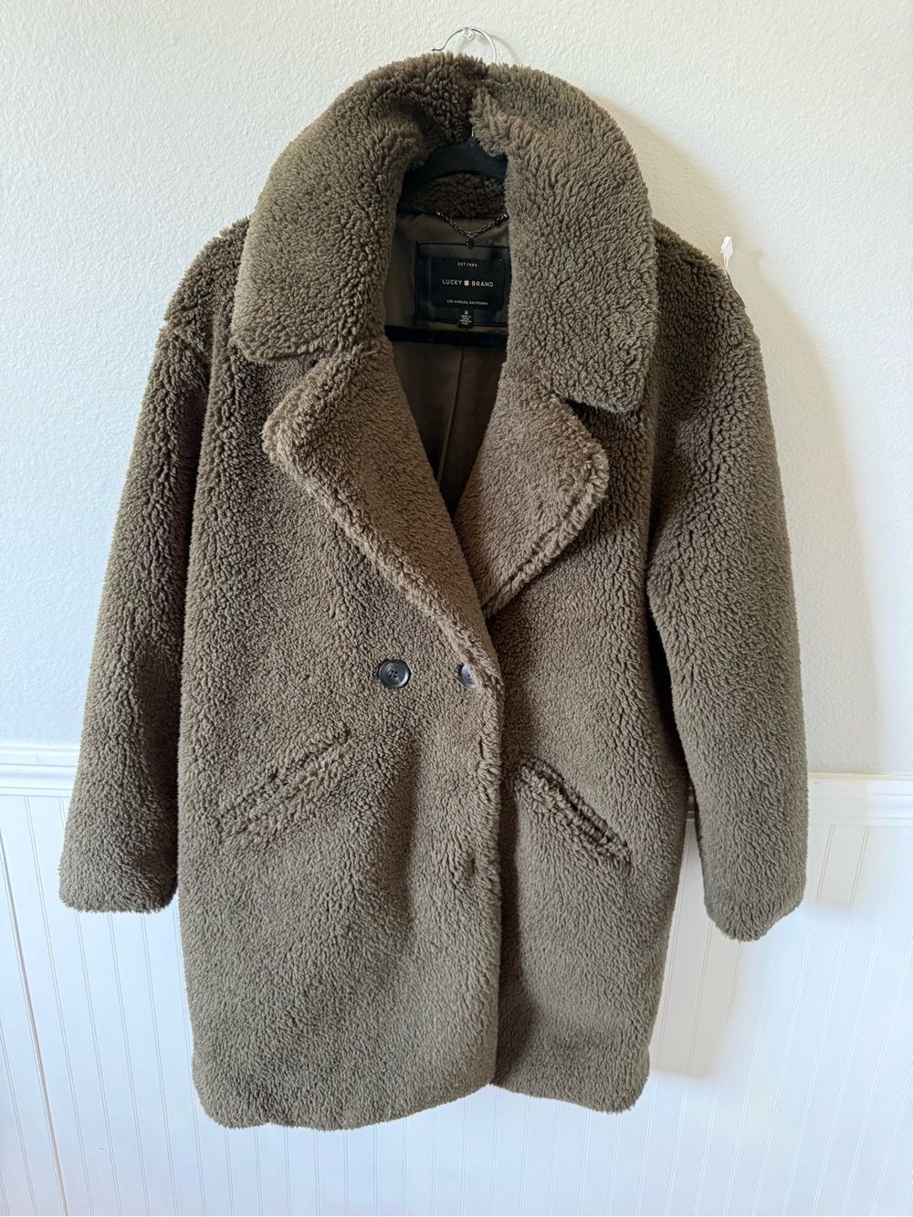 Lucky Brand Olive Teddy Sherpa Coat